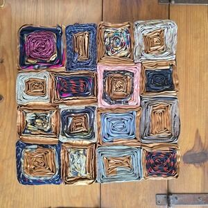 Vintage Dreamweavers Handmade Silk Tie Pillow Cover with Hand-Rolled Roses